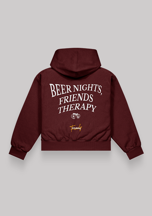 Friends Therapy Burgundy Oversized Hoodie – Midnight Therapy Series
