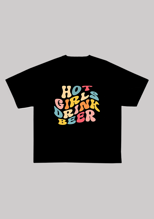 Hot Girls Oversized Tee – Black | Sun-Kissed Vibes